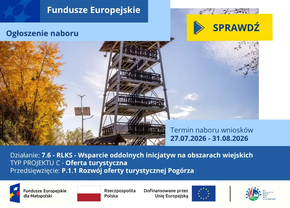 Nabór wniosków o wsparcie turystyki w ramach Funduszy Europejskich dla Małopolski