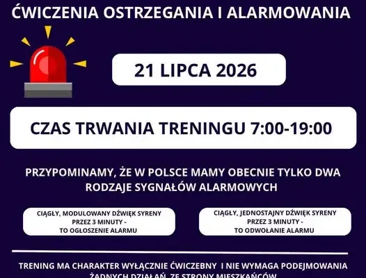 Ogólnopolskie ćwiczenia alarmowe 21 lipca 2026 – syreny zawyją w całym kraju