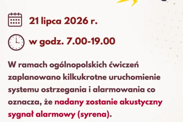Ogólnopolskie ćwiczenia systemów alarmowych 21 lipca – syreny zabrzmią w całym kraju