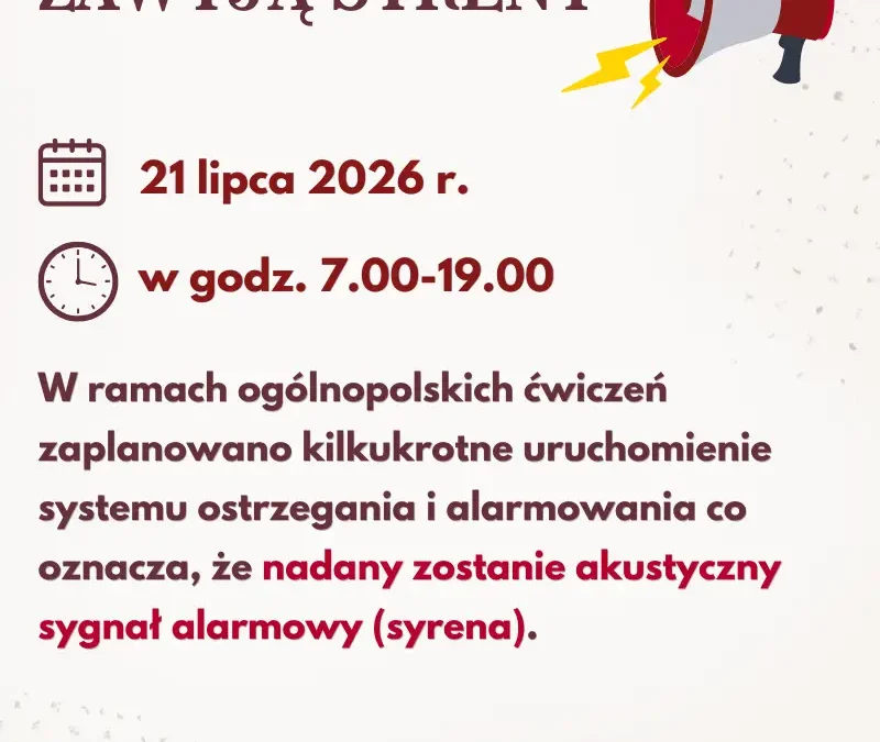 Ogólnopolskie ćwiczenia systemów alarmowych 21 lipca – syreny zabrzmią w całym kraju