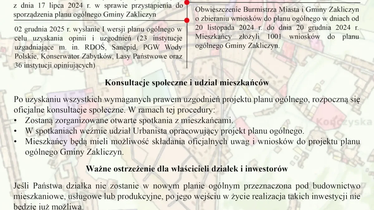 Gmina Zakliczyn pracuje nad Planem Ogólnym – ważne terminy dla mieszkańców