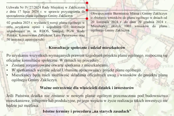 Gmina Zakliczyn pracuje nad Planem Ogólnym – mieszkańcy mają czas do 31 sierpnia 2026
