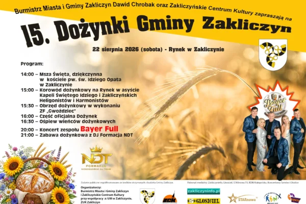 15. Dożynki Gminy Zakliczyn już 22 sierpnia – wystąpi Bayer Full