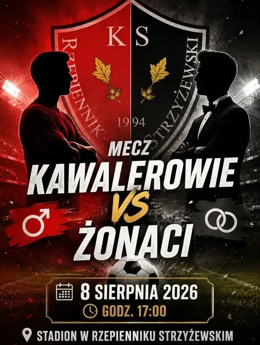 Wielki mecz Kawalerowie kontra Żonaci w Rzepienniku Strzyżewskim już w sobotę