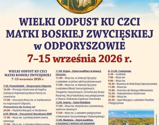 Odpust ku czci Matki Boskiej Zwycięskiej w Odporyszowie – program 7-15 września