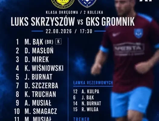 GKS Gromnik poznał skład na dzisiejsze starcie z LUKS Skrzyszów