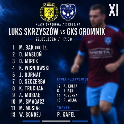 GKS Gromnik poznał skład na dzisiejsze starcie z LUKS Skrzyszów