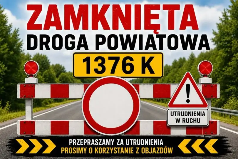 Zamknięcie drogi powiatowej nr 1376K w Zaczarniu – objazdy 27 i 28 sierpnia