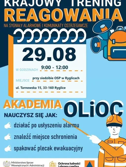 Punkt edukacyjny w Ryglicach – trening reagowania na alarmy