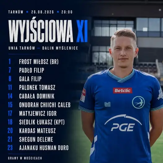 Unia Tarnów rozpoczyna mecz z Dalinem Myślenice – skład już ogłoszony