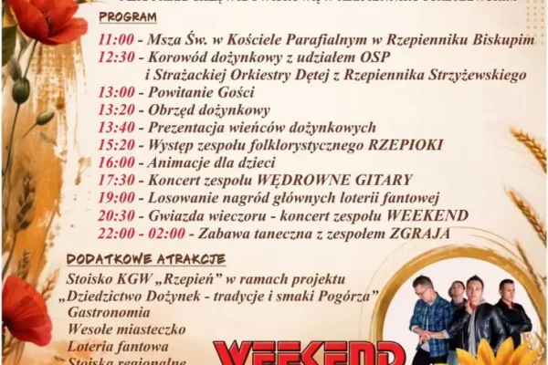 Dożynki Gminne w Rzepienniku Strzyżewskim – 15 sierpnia 2026