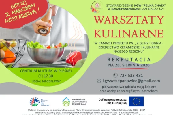 Ruszyły zapisy na warsztaty kulinarne w Pleśnej – pierwsze spotkanie 28 sierpnia
