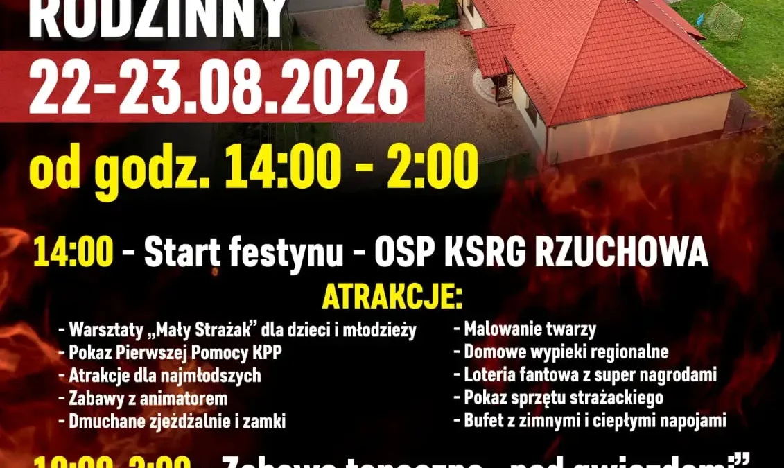 Festyn Rodzinny „Rzuchowska Iskra Pokoleń” – strażacy zapraszają na sobotnią zabawę