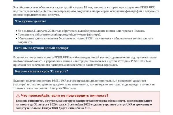 Obywatele Ukrainy z PESEL UKR muszą potwierdzić tożsamość do 31 sierpnia