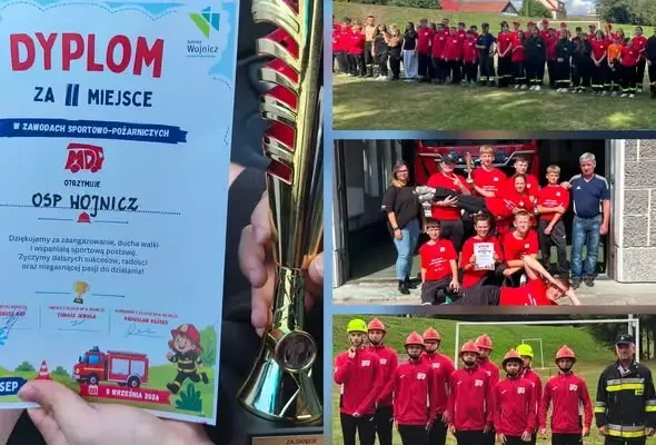 Młodzieżowa Drużyna Pożarnicza z OSP Wojnicz z II miejscem w zawodach