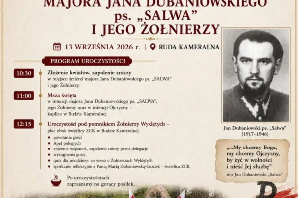 Uroczyste obchody 79. rocznicy śmierci mjr. Jana Dubaniowskiego „Salwy” w Rudzie Kameralnej