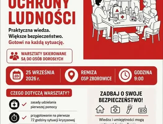 Gmina Ciężkowice zaprasza na bezpłatne warsztaty ochrony ludności w Zborowicach