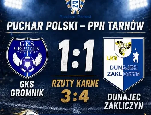 Dunajec Zakliczyn pokonuje GKS Gromnik w rzutach karnych i awansuje w Pucharze Polski