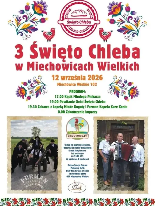 3. Święto Chleba w Miechowicach Wielkich – zaproszenie na 12 września