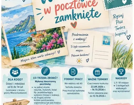 Konkurs „Wakacje w pocztówce zamknięte” w Gminnej Bibliotece Publicznej w Wierzchosławicach