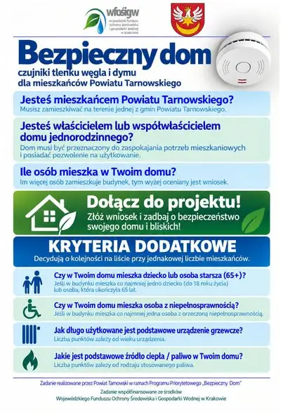 Czujniki tlenku węgla i dymu dla mieszkańców powiatu tarnowskiego – rusza nabór wniosków