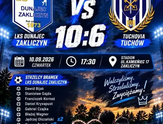 LKS Dunajec Zakliczyn wygrywa 10:6 z Tuchovią Tuchów w I Lidze Młodzików