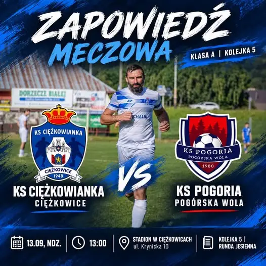 KS Ciężkowianka zagra z Pogorią Pogórska Wola w 5. kolejce Klasy A