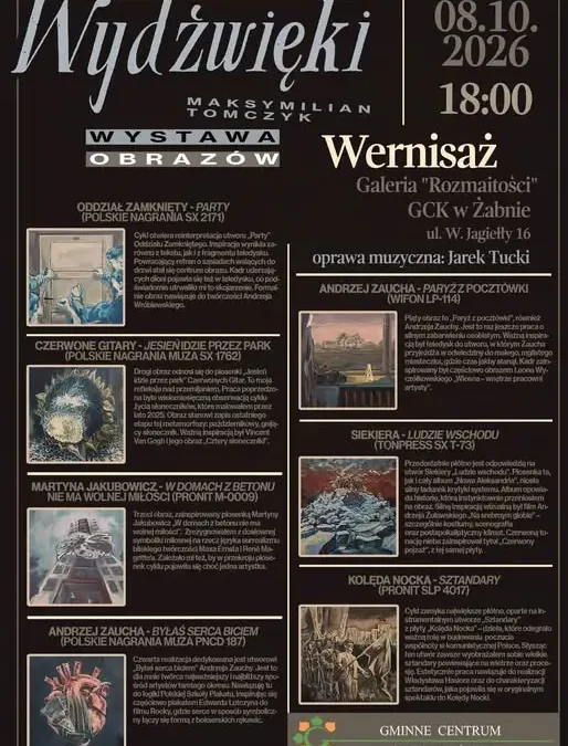 Wernisaż wystawy „Wydźwięki” Maksymiliana Tomczyka w Galerii Rozmaitości w Żabnie