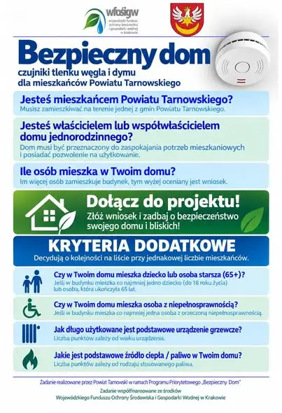 Bezpieczny Dom: 500 darmowych czujników dymu i czadu dla mieszkańców Powiatu Tarnowskiego