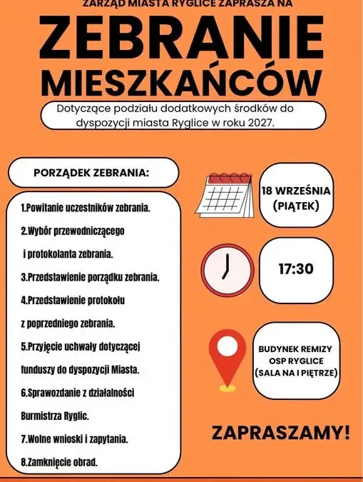 Zebranie mieszkańców Ryglic – podział środków na 2027 rok