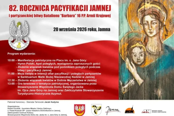 Jamna: 82. rocznica pacyfikacji i bitwy batalionu „Barbara” – program obchodów