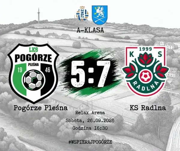 Pogórze Pleśna przegrywa z KS Radlna 5:7. Kolejny mecz bez punktów