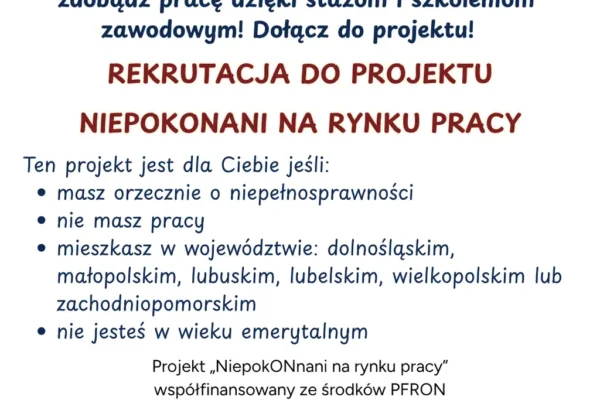 „NiepokONani na rynku pracy” – rusza nabór dla osób z niepełnosprawnościami