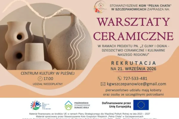 Ruszyły zapisy na warsztaty ceramiczne w Pleśnej – pierwsze spotkanie 21 września