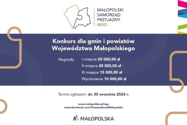 Rusza nabór do konkursu „Małopolski Samorząd Przyjazny NGO 2026”