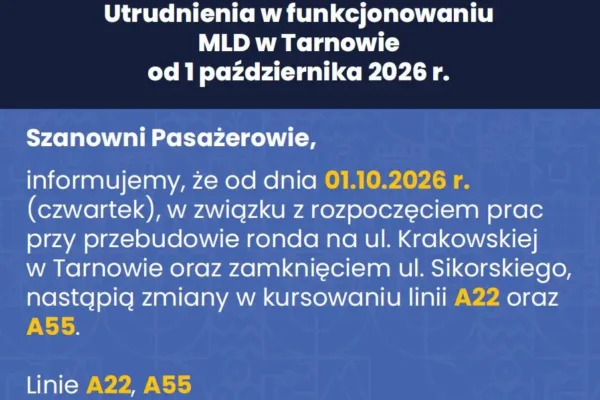 Tarnów: remont ronda na Krakowskiej zmienia trasy linii A22 i A55