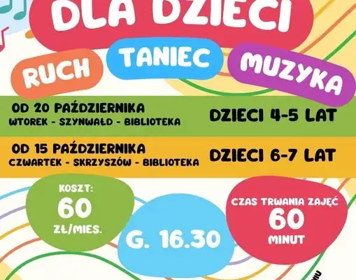 Zajęcia umuzykalniające dla dzieci w Gminie Skrzyszów – zapisy od października