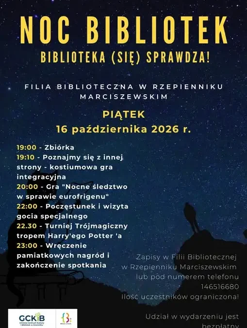 Noc Bibliotek w Rzepienniku Marciszewskim – magiczna noc dla dzieci