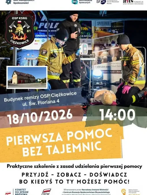 Szkolenie z pierwszej pomocy w Ciężkowicach – 18 października w remizie OSP