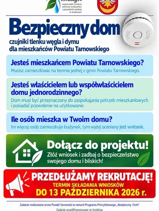 Bezpieczny Dom: mieszkańcy Gminy Radłów mają czas do 13 października na zgłoszenie