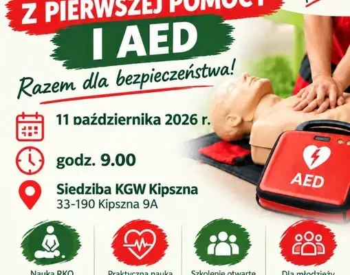Kipszna: szkolenie z pierwszej pomocy i nowy defibrylator AED dla mieszkańców