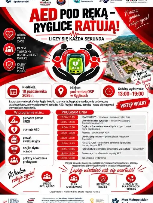 Ryglice: bezpłatne szkolenie z pierwszej pomocy i AED już 18 października