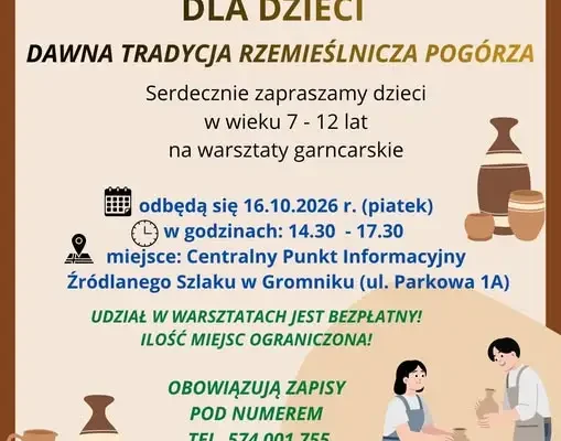 Bezpłatne warsztaty garncarskie dla dzieci w Gromniku – zapisy trwają