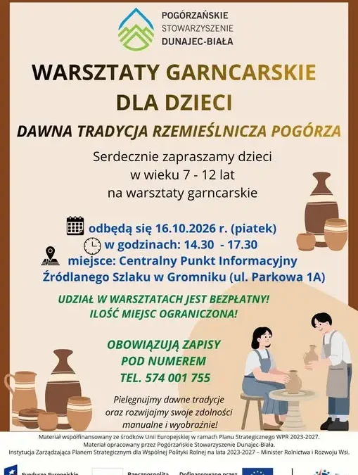 Bezpłatne warsztaty garncarskie dla dzieci w Gromniku – zapisy trwają