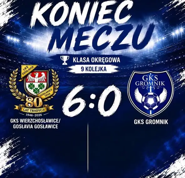 GIEKSA Gromnik przegrywa 6:0 z GKS Wierzchosławice/Gosławice w 9. kolejce