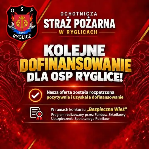 OSP Ryglice z dofinansowaniem z programu „Bezpieczna Wieś”