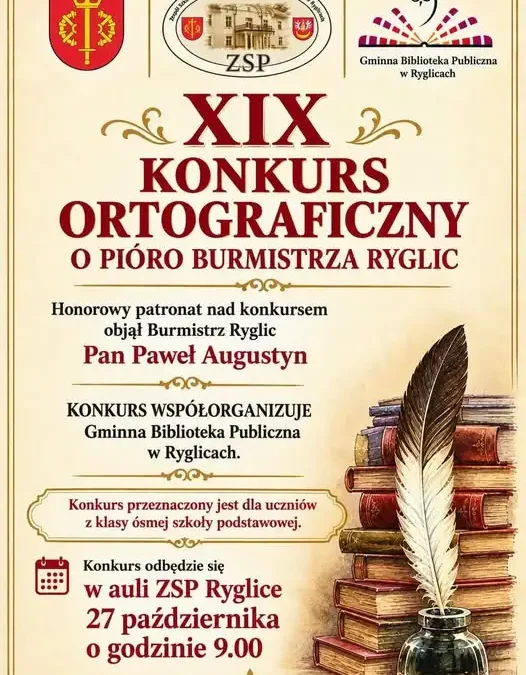 XIX Konkurs Ortograficzny o Pióro Burmistrza Ryglic – ósmoklasiści zmierzą się z językiem polskim