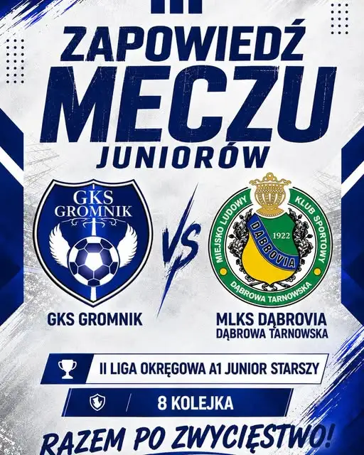 GKS Gromnik podejmie Dąbrovię Dąbrowa Tarnowska w 8. kolejce II Ligi Okręgowej A1 Junior Starszy