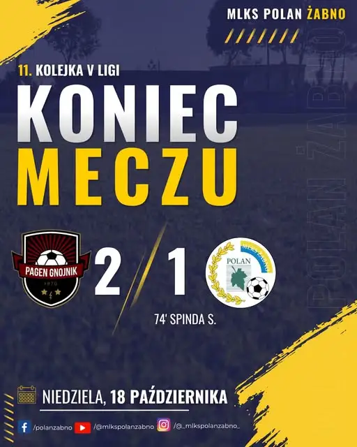MLKS Polan Żabno przegrywa czwarty mecz z rzędu. Pagen Gnojnik lepszy 2:1