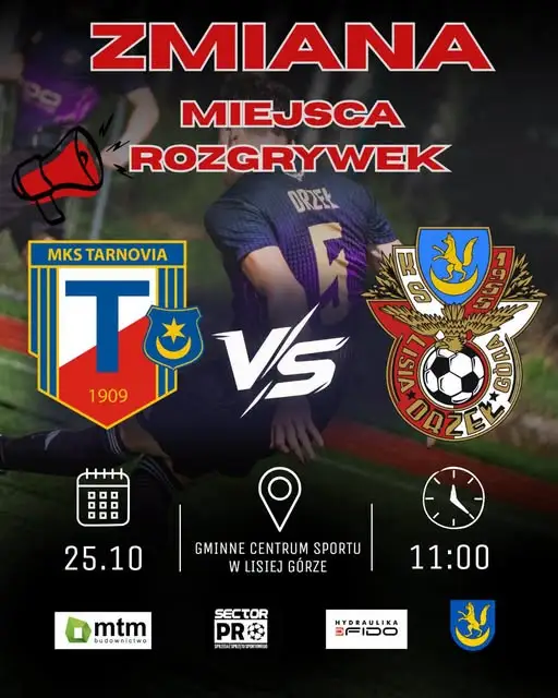 Zmiana miejsca meczu: Orzeł Lisi Góra zagra u siebie z MKS Tarnovia